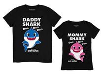 Tstars Daddy and Mommy Shark Shirts Mom and Dad Gifts Baby Shark Matching Set Outfits Mommy Black Small/Daddy Black Large