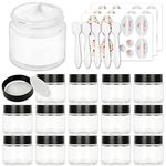 15 Pack 2 oz 60 ml Clear Round Glass Jars with Black Lids & Inner Liners, Empty Refillable Cosmetic Container Jars, Prefect for Slime,Beauty Products,Lotion,Powders & Ointments