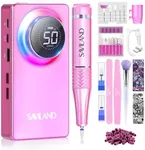 SAVILAND Powerful Electric Nail Drill Professional: 50000RPM Nail Filer Electric Nail File Rechargeable Nail Drill Kit Portable Nail Efile 2 Ceramic Bit 2 Sticker for Fast Remove Acrylic Nail