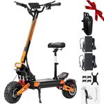 ZSNAKE Electric Scooter for Adults Dual Motors 5600W Up to 50 MPH 60V 28Ah Battery 55 Miles Range, 11" Tubeless Off-Road Tire Sports Folding E-Scooter with Detachable Seat