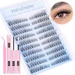 Wispy Lash Extension Kit Natural Lash Clusters 180Pcs Individual Lashes Clusters Kit Left&Right Eyelash Extension Kit C Curl Cluster Eyelash Extensions with Bond and Seal Lash Glue and Lash Extension Tweezers by TNFVLONEINS