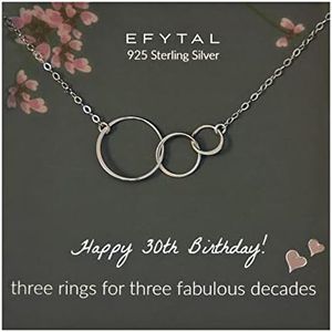EFYTAL Gifts for 30 Year Old Woman, Sterling Silver 3 Circle Necklace, 30th Birthday Gifts for Women, 30th Birthday Presents