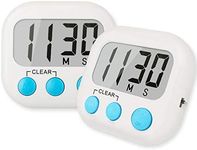 2 Pack Digital Kitchen Timer for Cooking Big Digits Loud Alarm Magnetic Backing Stand Cooking Timers for Baking White