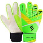 Sportout Kids Goalkeeper Gloves, Soccer Gloves with Double Wrist Protection and Non-Slip Wear Resistant Latex Material to Give Protection to Prevent Injuries (Green, 5)