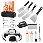 Bbcuepro 16 PCS Griddle Accessories Kit - Stainless Steel Flat Top Grill Spatula Kit for Outdoor Barbecue Teppanyaki Camping Cooking, Blackstone and Camp Chef - Professional Grill BBQ Spatula Set