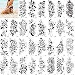 30 Pcs Flower Temporary Tattoo Sticker For Woman,Beautiful Floral Fake Tattoo