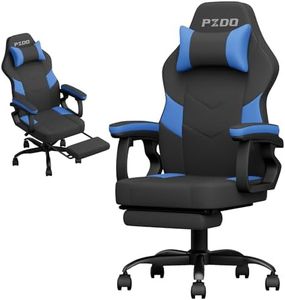 PZDO Gaming Chairs for Adults, Gaming Chair with Footrest & Lumbar Support, Ergonomic Pc Computer Chair with PU Leather, Gamer Chair for Office Gaming, Teens, Kids, 300LBS, Black-Blue