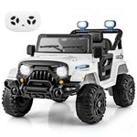 Costzon 12V Kids Ride on Truck Car, Electric Vehicle w/Remote Control, Threaded Wheels, 3 Speeds, LED Lights, Music, Horn & Wireless Connection, Battery Powered Ride on Toy for Boys & Girls 3+ (White)