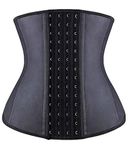 YIANNA Waist Trainer Women Body Shaper Tummy Control 4 Hooks Latex Corset Shapewear Cincher Girdle Trimmer Belt For Slimming Training Black 11788 2XL