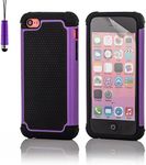 32nd ShockProof Series - Dual-Layer Shock and Kids Proof Case Cover for Apple iPhone 5, 5S & SE (2016), Heavy Duty Defender Style Case - Purple