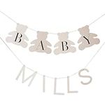 Ginger Ray Teddy Bear Shower Customisable Baby Name Bunting-2m, Taupe