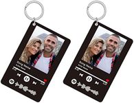 Auchic Custom Spotify Keychain, Personalized Acrylic Music Keychain with Photo, Custom Song Plaque Keychain for Him Gifts (Black 2 Pack)