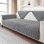 LINGKY Soft Flannel Sofa Covers Washable - Sofa Cushion Covers, Non-Slip Sofa Cover 1 2 3 Seater Couch Covers for Sectional Sofa, Sofa Slipcovers L Shape Furniture Protector (Grey, 90x160cm)