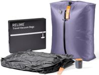 Relime Classic Series Vacuum Bags for Travel Luggage with Wireless Pump, Compression Bags for Carry On Suitcases and Backpack, Vacuum Seal Packing cube for Cloth Packing (2PC + PUMP Gray & Lavender)