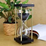 Handmade Wooden Base Sand Clock Unique Timer an Antique Showpiece 30 Minutes time Duration Sand Timer Height 10 inch Sand Best for Home and Office Decor(Black)