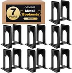 Loccmat 14 PCS/7 Pair Bookends,Book Ends for Shelves,Metal Bookends,Heavy Duty Bookends,Black Book Ends,Non-Skid Bookend,Universal Book Stopper for Heavy Books/Movies/CDs,Office Home,6.5 x 4.9 x 5.7in