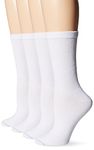 Dr. Scholl's Women's Non-Binding Crew 4 Pack, White, Medium