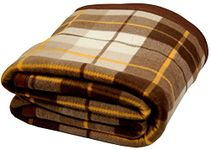 Goyal's Modern Checker Polar Fleece All Season Blanket Double Bed with Satan Border, 90x90 Inches - Brown