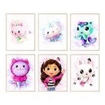 BigWigPrints Gabby Dollhouse Wall Art - Gabby Dollhouse Poster, Gabby Dollhouse Prints - Gabby Dollhouse Wall Decor, Gabby Dollhouse Room Decor, Gabby Dollhouse Decorations - Unframed Set of 6 (8x10")