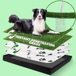 MEEXPAWS Dog Grass Pad with Tray Large Foldable Liner Base,New Generation Instant-Penetration Artificial Grass for Dog Potty with Tray, Indoor Dog Litter Box for Balcony,Hemmed Edge, Reusable Pee Pad