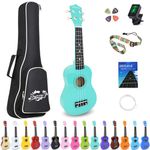 Amdini 21 inch Soprano Ukulele Basswood Acoustic Mini Guitar for Beginner Kid Starter with Case Strap Tuner Picks Strings Primary Tutorial