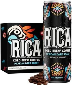 RICA Cold Brew | Mexican Single Origin Dark Roast Coffee From Chiapas | Ready To Drink Black Cold Brew Coffee With 250mg Natural Caffeine | Unsweetened, Low Acid, Shelf Stable 12oz Cans (12 Pack)