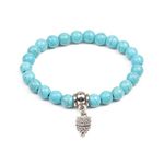 SBI Jewelry Lucky Owl Animal Beaded Turquoise Bracelet for Women Friendship Stretch Wrap Stackable Silver Anniversary Birthday