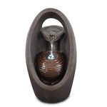 GEEZY Garden Water Feature LED Fountain Indoor/Outdoor Cascading Freestanding Polyresin Garden Statue Lights & Water Decoration (Oval Fountain)