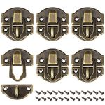 6pcs Box Latch - Antique Brass Decorative Hasp Jewellry Wooden Box Hasp Latch Lock with Screws