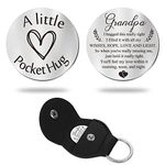 Pocket Hug Token Long Distance Relationship Keepsake Stainless Steel Double Sided Inspirational Gift with PU Leather Keychain (Grandpa)