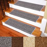 Patavin Carpet Stair Treads – Non-Slip Bullnose Carpet for Stairs – Indoor Stair Pads – Self-Adhesive – Skid Resistant & Washable – 14- Pack Silver Grey 10" x 30"x 1.3"