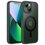 JETech Magnetic Case for iPhone 13 6.1-Inch Compatible with MagSafe, Translucent Matte Back Slim Shockproof Phone Cover (Dark Green)