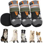 Lukovee Dog Booties, Breathable Dog Shoes for Large Medium Small Dogs Summer Hot Pavement, Adjustable Non-Slip Rubber Paw Protector for Hardwood Floors Outdoor Walking Hiking(Black, Size5)