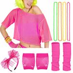 iZoeL 80s Fancy Dress for Women Halloween Costumes for Girls 80s Accessories Costume Outfits - 80s Top Headband Gloves Leg Warmers Necklace