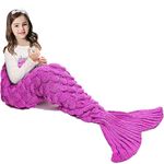 Jr.Hagrid Mermaid Tail Blanket for Girls,Mermaid Sleeping Bag for Kids, Handmade Knitted Mermaid Tail Blanket, Best Birthday Gift for Girl 3-8years(Scale Pink)