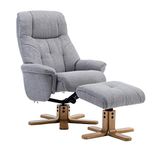 GFA Dubai Lisbon Silver Fabric Swivel Recliner Chair With Matching Footstool