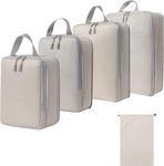 House of Quirk Compression Packing Cubes for Travel, 5 Set Packing Cubes Travel Organizer Compressible Travel Essentials Packing Organizers Travel Essentials (Beige)