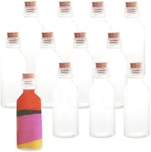 ArtCreativity Plastic Sand Art Bottles with Corks - Pack of 12-2oz Clear Containers for Sand Art, Message in a Bottle, Wedding Invitations, Fun Arts and Crafts Supplies for Kids - Sand not Included…