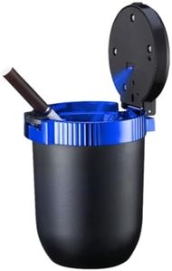 Car Ashtray with Lid Smell Proof, Detachable Stainless Smokeless Ash Tray with LED Blue Light, Portable Mini Car Trash Can, Windproof Auto Ashtray Cup Holder for Car Home Outdoor Travel (Blue)