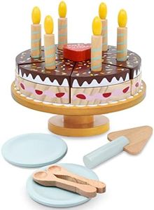 PairPear Birthday Party Cake Playset for Kids,Wooden Toys Play Food