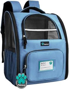 PetAmi Dog Backpack Carrier For Small Large Cat, Pet, Puppies, Ventilated Pet Hiking Backpack Travel Bag, Airline Approved Cat Backpack Carrier, Safety Back Support, Camping Biking Dog Bag, Light Blue