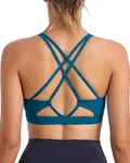 RUNNING GIRL Strappy Sports Bra for Women Sexy Crisscross Back Light Support Yoga Bra with Removable Cups(2969 Nave Blue M)