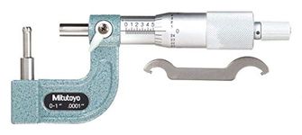 Mitutoyo 115-313, 0-1" X .0001" .185" Dia. Spherical Anvil Tube Micrometer, Ratchet