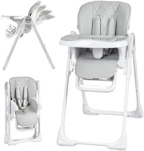 GAOMON Baby High Chair, Multifunctional Infant Highchairs with Adjustable Height and Recline, Foldable High Chair for Babies & Toddlers, High Chair with Removable Tray Easy Clean (Gray)