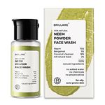 Brillare Neem Face Wash for Acne & Pimples, with Bergamot for Clear Skin, 100% Natural Powder Facewash for Acne Prone Skin, Pimples & Blemishes, 15g