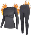 ATTRACO Thermal Underwear for Women Long Johns Seamless Ski Clothes Base Layer Dark Grey S