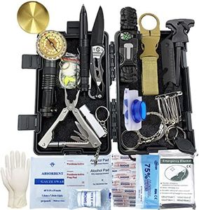 Kit de Supervivencia, 24 en 1 Multifuncional Equipo de Botiquín Primeros Auxilios profecional, Regalos Ideales de Navidad y cumpleaños para Hombres para Viajar Caminar Acampar