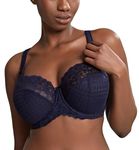 Panache Women's Envy Balconnet Lace Bra (7285), Navy, 40JJ US