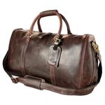 RUSTIC TOWN Leather Travel Duffle Bag For Men Women - Leather Duffel Bags (Dark Brown)