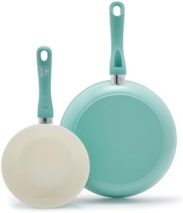 GreenLife Soft Grip Healthy Ceramic Nonstick, Frying Pan Set, 7" and 10", Turquoise